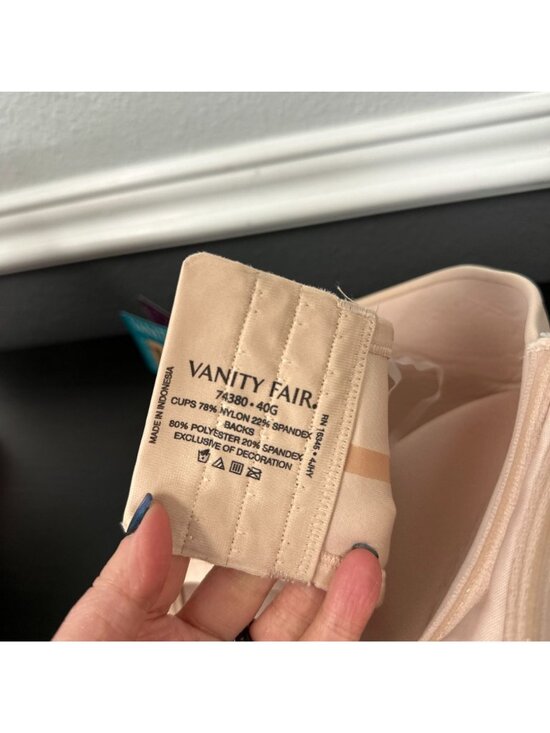 Vanity Fair Beauty Back 74380 Strapless Full Figure Underwire Bra 40G Rose Beige - Picture 5 of 6